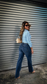 “JULIA” VIBRANT MID RISE STRAIGHT JEANS